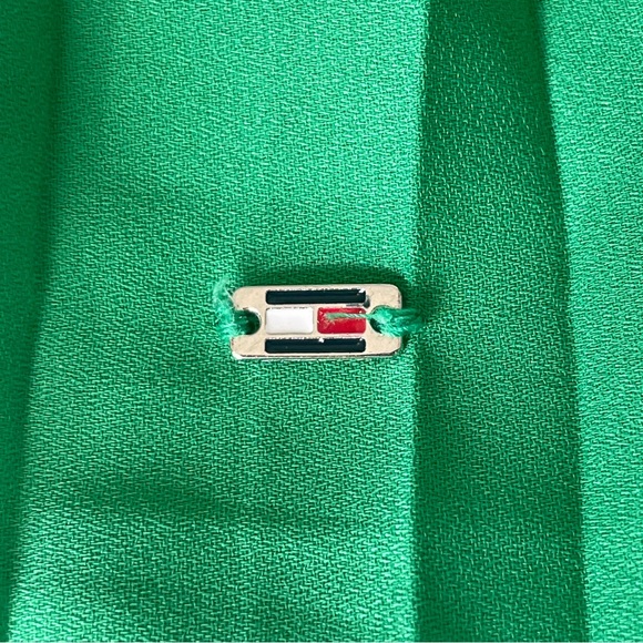 Tommy Hilfiger Striped Button-Front Shirt Dress w/ Green Pleated Skirt XXS - Picture 5 of 8